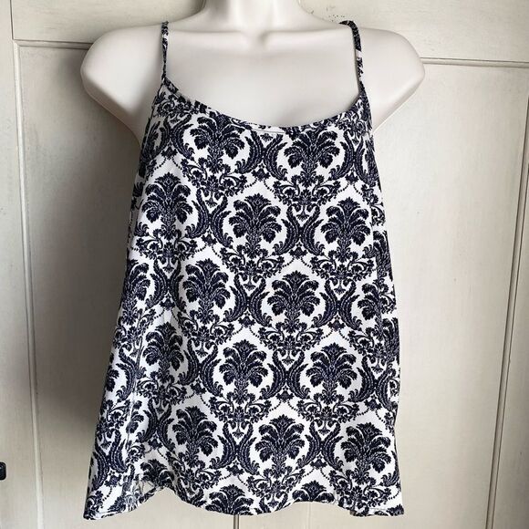 Black & Cream Floral Cami Camisole Top Med - Picture 1 of 7